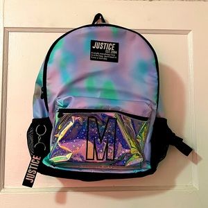 Justice Tie Dye Purple/Green Backpack Initial M